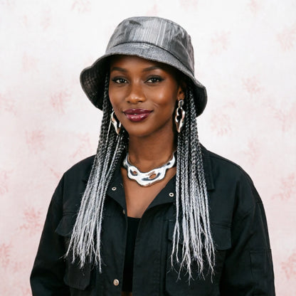 Silver Grey Snake Print Goddess Locs Cap Wig Pre-looped Faux Locs Baseball Hat Wig Braided For Black Women-Wigera |...