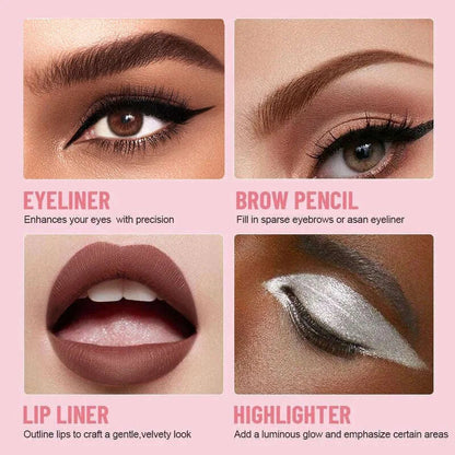 4-in-1 multi-functional lip liner, eyeliner and eyebrow pencil 4-color set