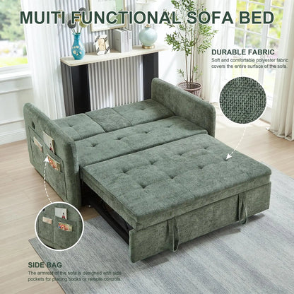 57.48' Convertible Sofa Bed with Cup Holder, Pull Out Sleeper Sofa Bed with USB Charging Ports | Kimlud Luxury Sofa