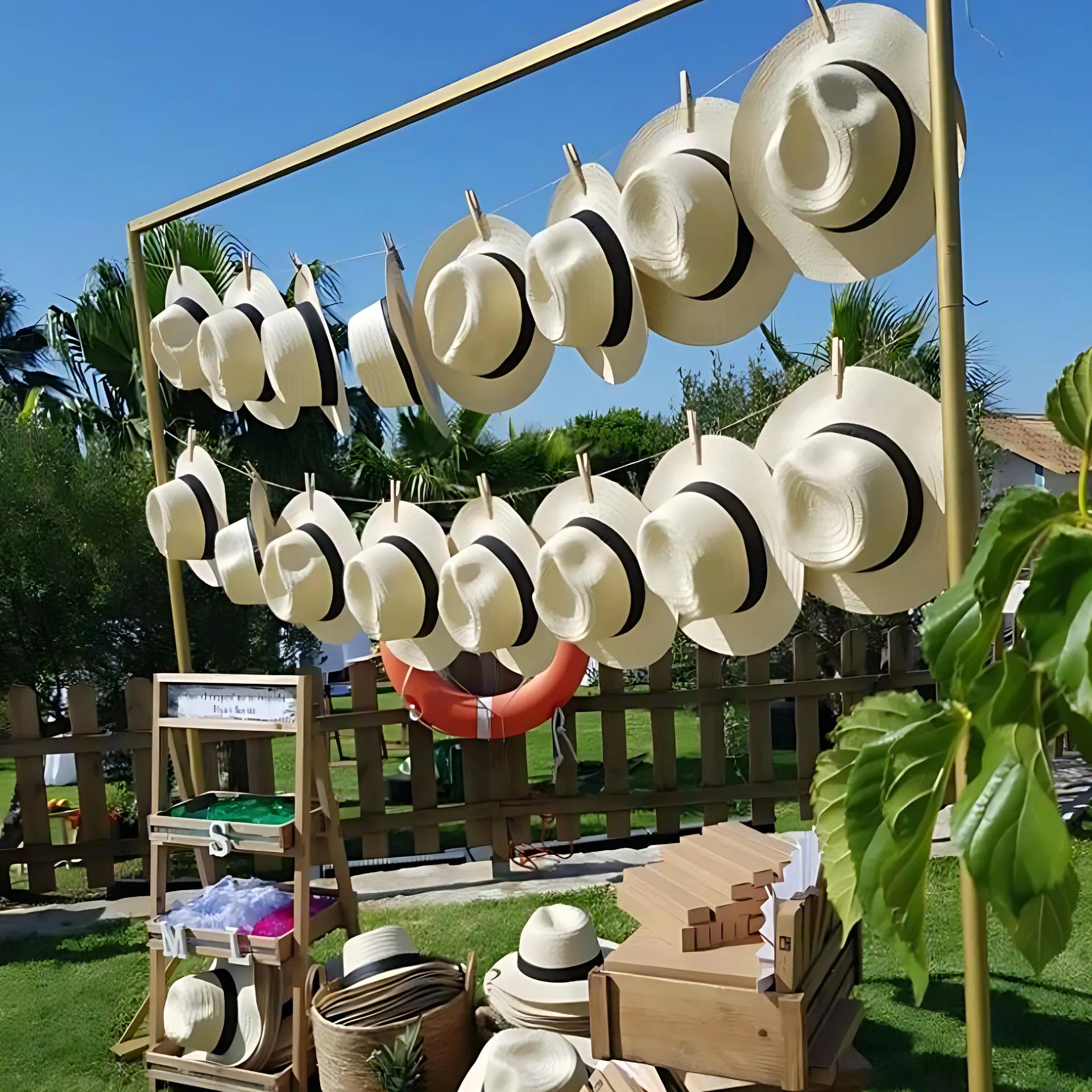 6-48PCS Straw Hat for Wedding 1920s Party Sombrero Straw Fedora Hats Panama Sun Summer Hat Beach Wedding Favors Men Women Trilby