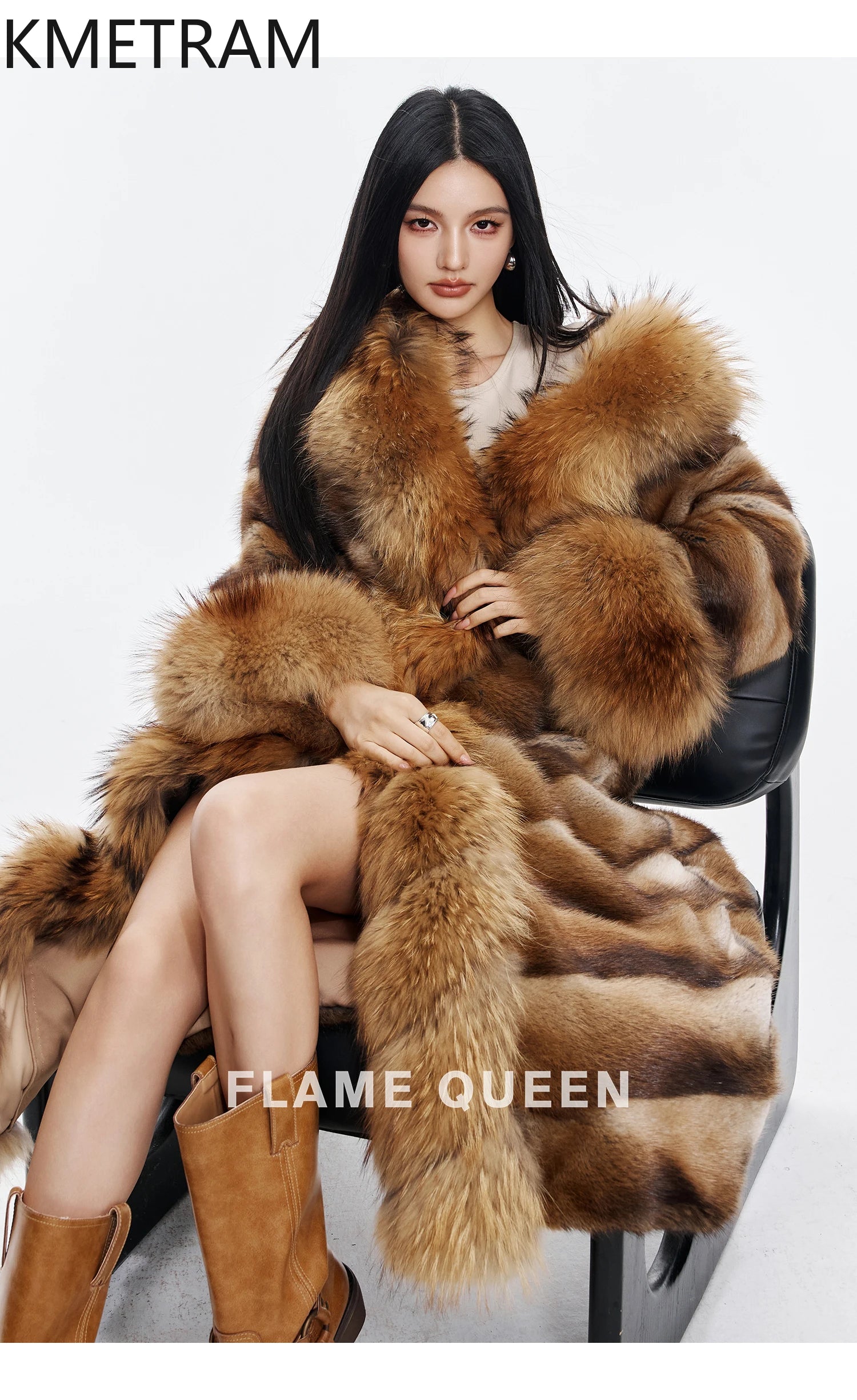 KMETRAM Natural Muskrat Fur Coat Woman Luxury Long Real Fur Jacket Raccoon Dog Fur Collar Winter Coats Women Clothing 2025 шуба