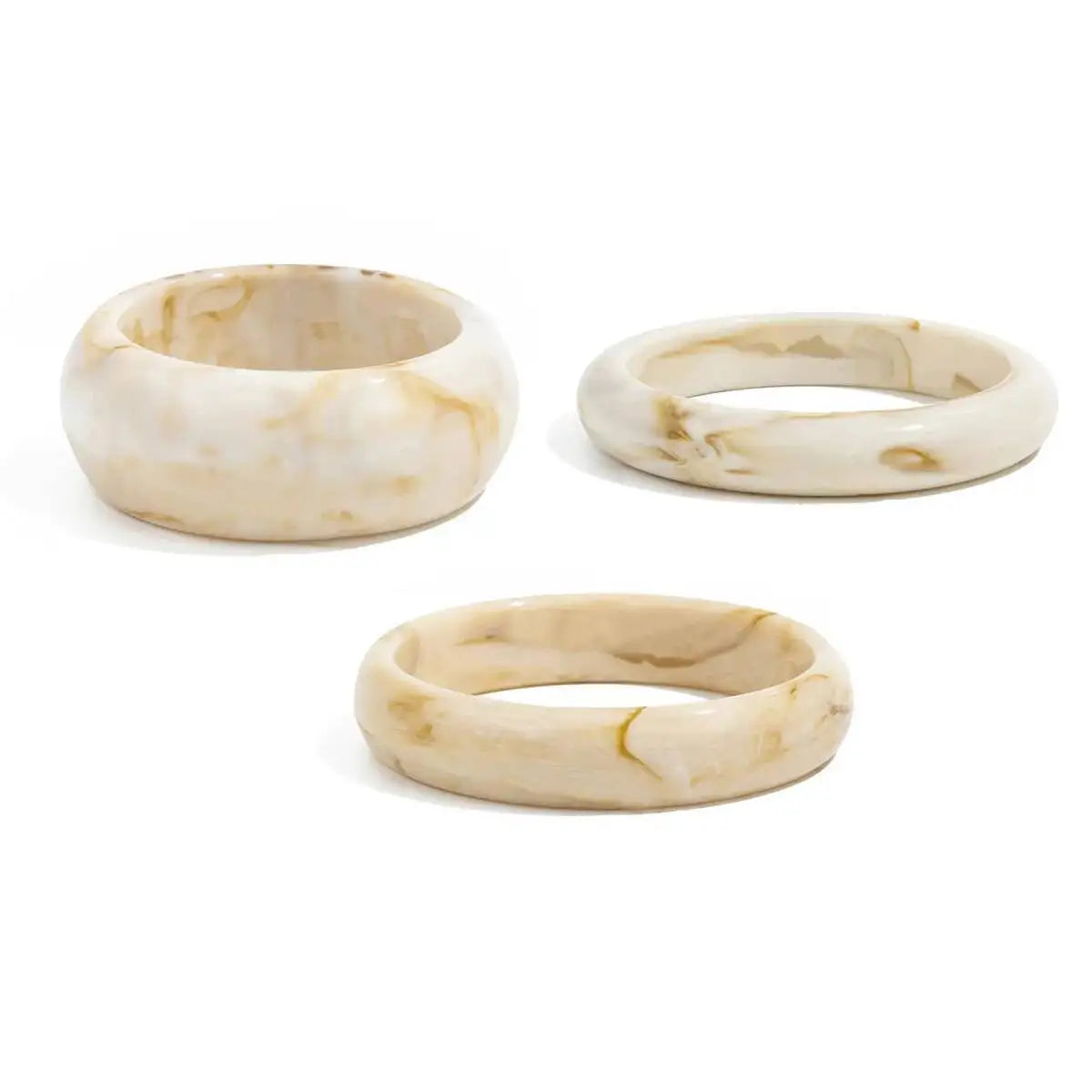 Ingemark 3Pcs/Set Vintage Beige Resin Bangles for Women on Hand 2025 New Trend Boho Stacking Charm Bracelets Y2K Jewelry...