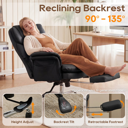 TCGBKAF Big and Tall Executive Criss Cross Office Chair, Ergonomic Computer Desk Chair with Adjustable Backrest, Flip Armrests & Footrest for Home & Office