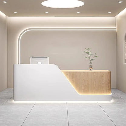 Organizers Minimalist Reception Desks Led Lights Curved Modern Reception Desks Beauty Salon Comptoire Accueil Trendy Furniture - Kimlud