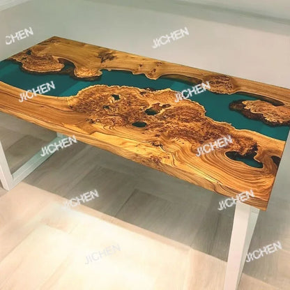 Premium Luxury Furniture Dining Kitchen Dining Solid Walnut Coffee River Epoxy Flat Table - Kimlud