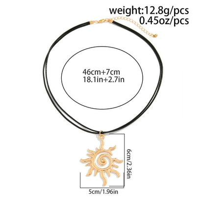 SHIXIN Vintage Spiral Sun Flower Pendant Necklace for Women Bohemia Adjustable Leather Choker Necklace Fashion Neck Jewelry 2025