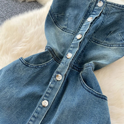 Long Dress Women Denim Dresses Sling Strapless A Line Vestidos Y2k Streetwear Sleeveless Sexy Elegant Party Night Work 2026 - Kimlud