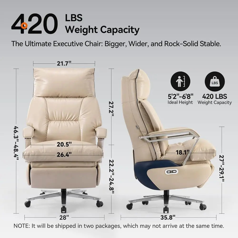 M80A Dual Motor Electric Executive Oice Chair with ootrest, Comortable Reclining Oice Chair Wide Seat, Big and Tall...