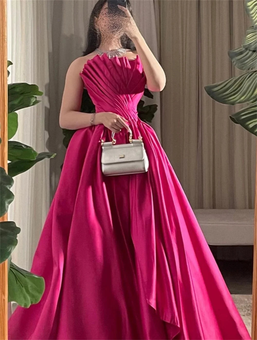 CustomizedProm Dresses Elegant Strapless Ball Gown Draped Shirred Open Back Taffeta Occasion Evening  Vestidos De Ocasião Formal