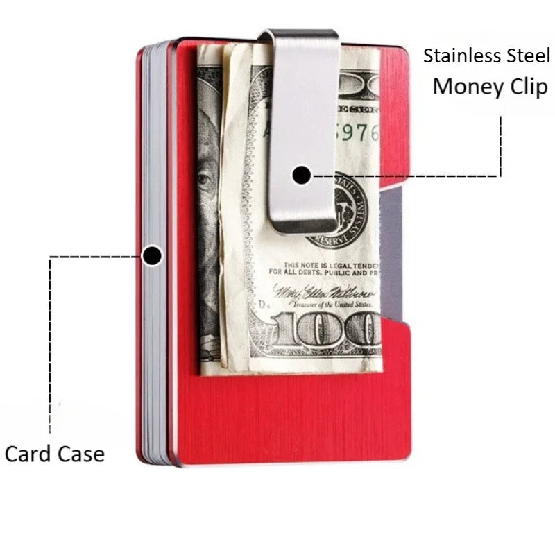Minimalist Business Card Holder Wallet RFID Credit Visit Cardholder Money Clip Small Metal Wallets for Men Women Porte-cartes