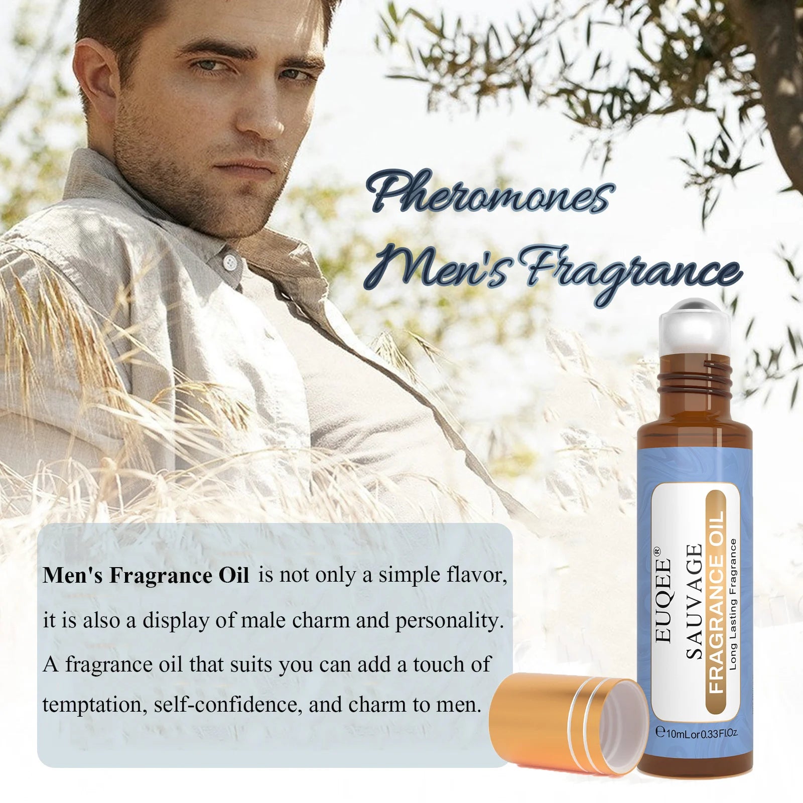 EUQEE 10ml Premium Men's Fragrance Oil For Car Diffuser Aromatherapy Vanilla Musk Leather Amber Romance Aroma Essential...