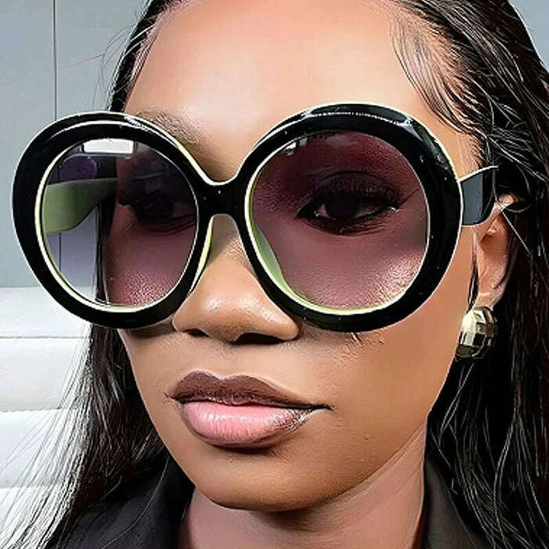 Retro Big Round Frame Sunglasses Lady Oversized Fashionable Street View Sunglasses Beach Resort Sunglasses