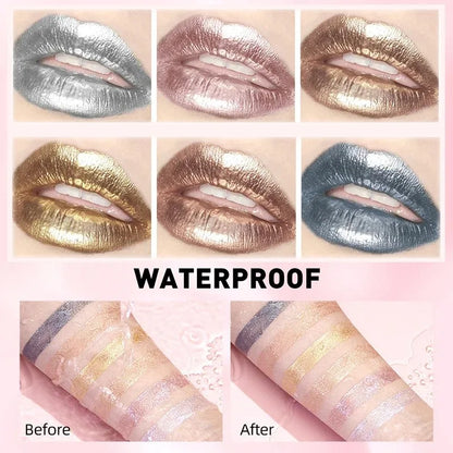 Diamond Liquid Lipstick Moisturizing Long-Lasting Makeup Mirror Gloss Sparkling Pink Lip Glaze Non Stick Cup Lip Gloss...