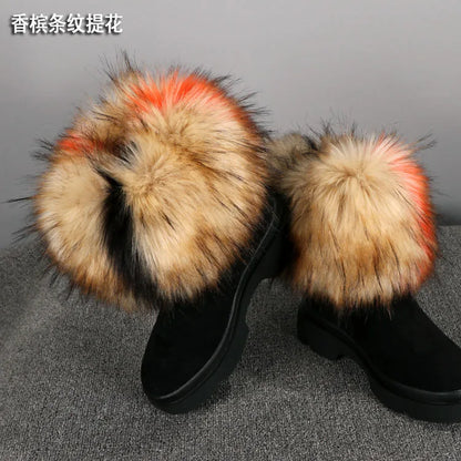 Luxury Faux Fur Fox Artificial Raccoon Shoes Cover Leg Warmers Ankle Boots Feet Cuffs Socks Cover Shoes Sleeve Elastic DIY - Kimlud