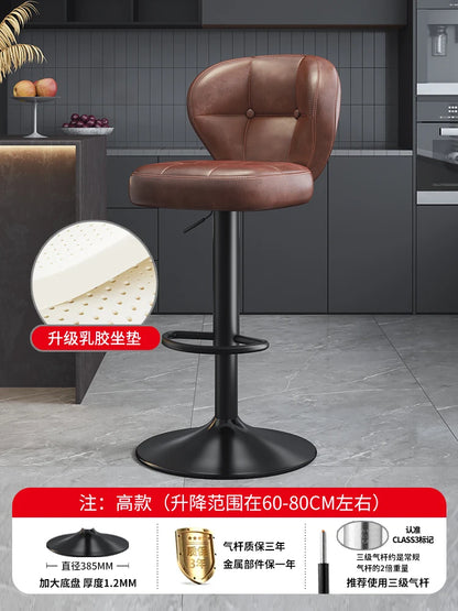 Leather Luxury Designer Bar Stools Minimalist Nordic Counter Gaming Bar Chairs With Back Comfortable Cadeira Trendy Furniture - Kimlud