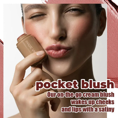 PAGE VINE Matte Blush Lips Cheeks 2-In-1 Highlighter Stick Longlasting Brightens Hydrating Natural Skin Creamy Blusher Makeup