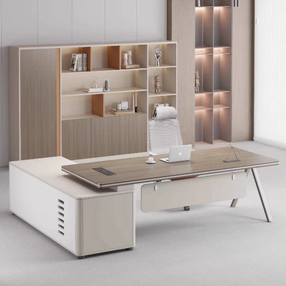 Large Wood Aesthetic Office Desk Designer Modern Drawers Standing Computer Desk Executive Wooden Mesa Escrivaninha Furniture - Kimlud