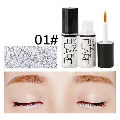 Glitter Liquid Eyeliner Pearlescent Diamond Eyeshadow 16 Color Sequins Blue Silver Pink Rose Gold Mini Fine Brush Eyeline Makeup