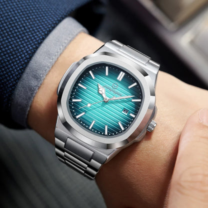 2025 New Luxury Military Man Watch Square Waterproof Luminous Date Week Men Watch Stainless Steel Quartz Men's Watches Reloj+box