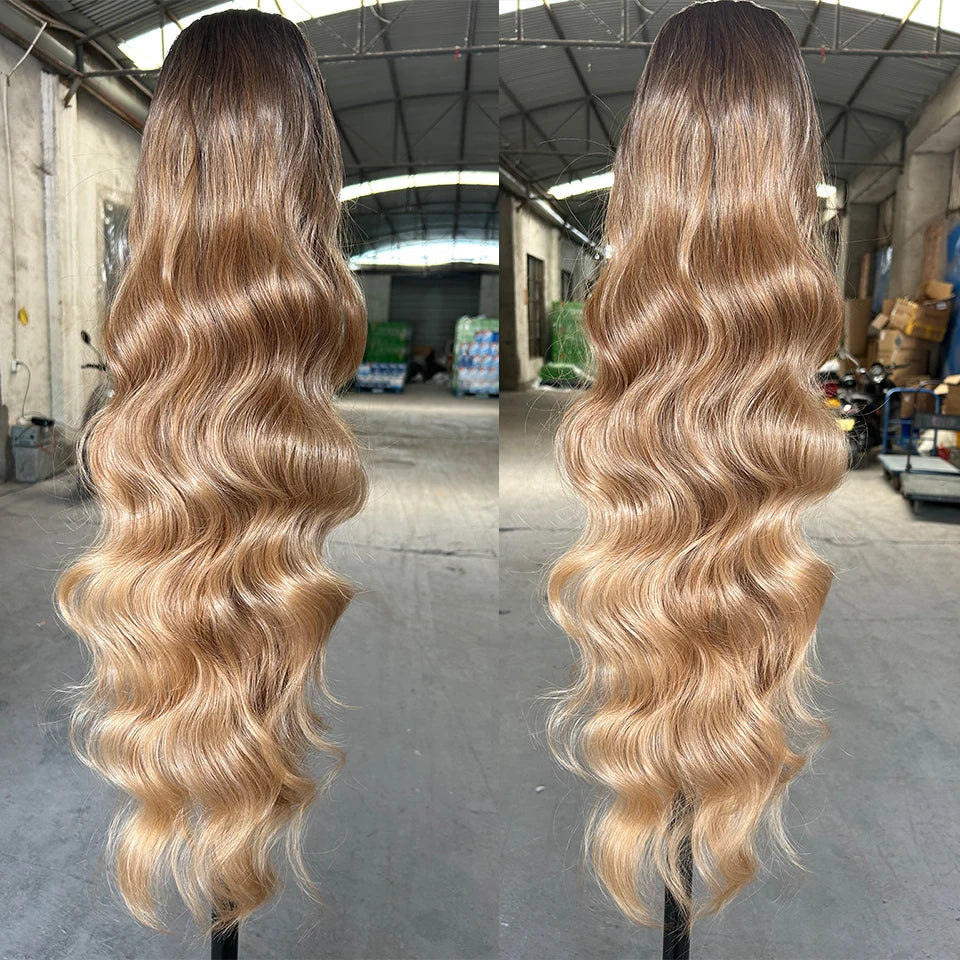 Magicae Ponytail 28Inches Ombre Brown Blond 27/ 613 Clip in Synthetic Hair Extension 180grams Heat Resistant Body Wavy |...