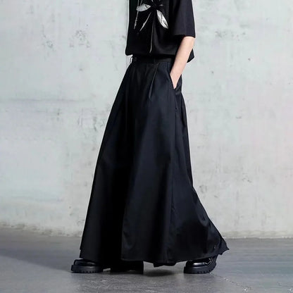 Gothic Y2K Single Layer Thick Japanese Culottes Dark Style Streetwear Draped Personality All Match Casual Pants Unisex 2024