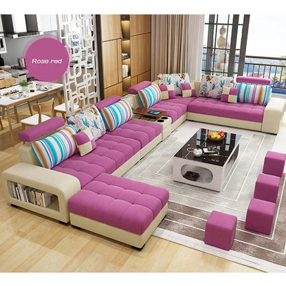 Light Luxury L-Shaped Sofa Set Living Room Furniture High Quality Big Sofa Set Modern Design Wooden Multifunctional Sofa...