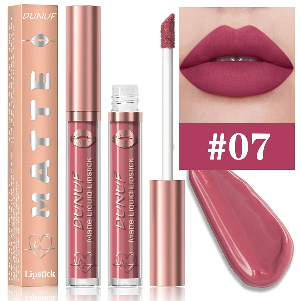 18 Color Waterproof Lip Gloss Nude Apricot Matte Liquid Lipstick Transparent Lip Oil Sexy Rose Red Velvet Matte Lipstick Make Up - Kimlud