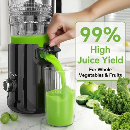 Cold Press Juicer with 5.3Inch Large Feed Chute for Whole Vegetables and Fruits Delivers 99 High Juice Yield UltraQuiet Operati