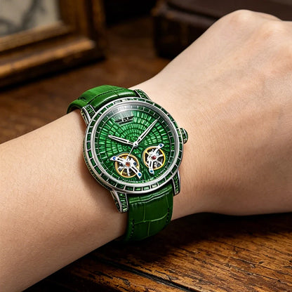 Mechanical Watch Men PINDU Design Top Luxury Double Flying Wheel Watch Sapphire Glass Waterproof Diamond Watch Leather...