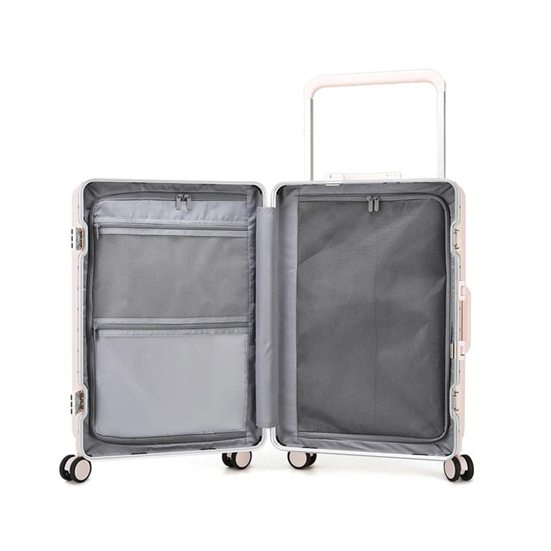 Travel Suitcase Aluminium Frame Wide Trolley Luggage Female Large Capacity Mute Universal Wheel Password Box Carry on...