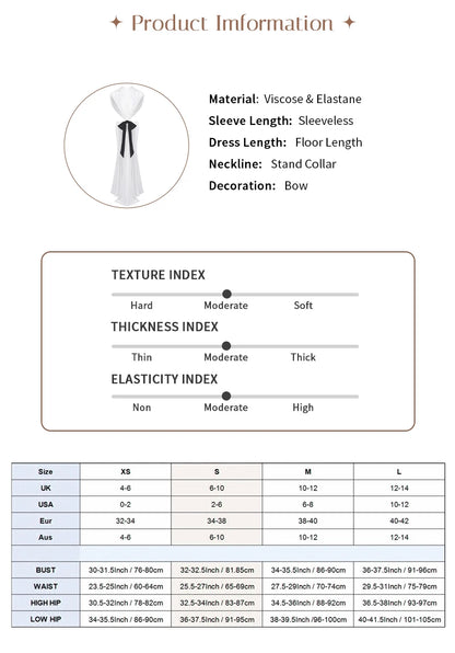 VC Stylish Chic White Halter Sleeveless Backless Cutout with Bow Detail Maxi Dress Evening Gown