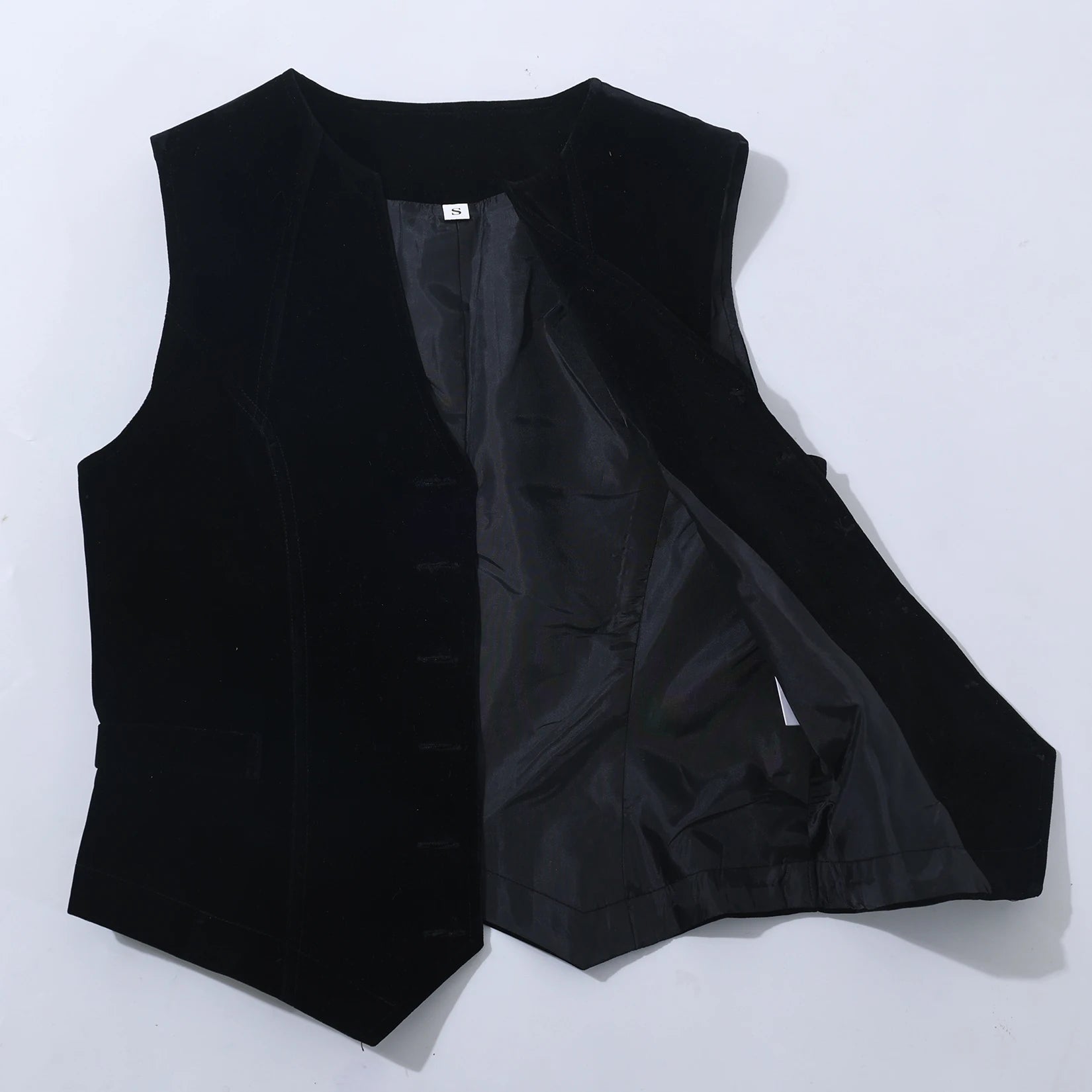 Vintage Velvet Vest for Women V Neck Cropped Sleeveless Casual Tops Regular Fitted Jacket Waistcoat