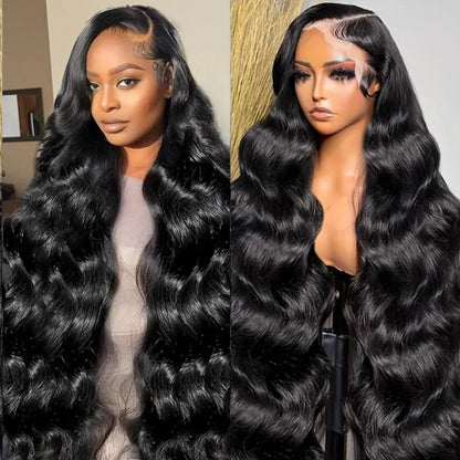 46 Inch Long Body Wave 13x6 HD Transparent Lace Frontal Wigs Brazilian Human Hair 200 Density Pre Plucked With Baby Hair Wigs - Kimlud