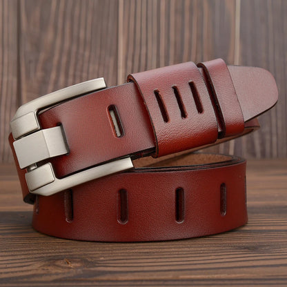 3.8CM Male Belt Men Strap High Quality Genuine Leather Luxury Designer Pin Buckle Casual Cowboy Belts Business Ceinture Homme