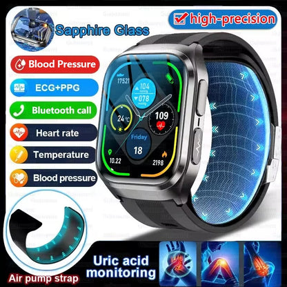 2025New Heart Health Analysi NFC Air Pump+Air Bag Smart Watch Men Accurate Blood Pressure Uric Acid ECG Call Smart Bracelet lady