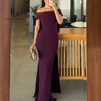 EDECPBM Mermaid Women Evening Dresses for Special Occasions Off-shoulder Long Prom Dresses 2025 Satin Customized Party Dress