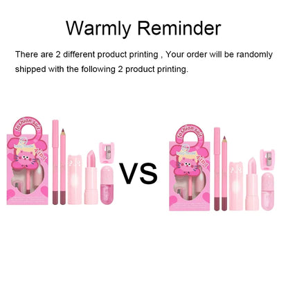 4 pcs Set Of Rich Lip Color Lipliner Lipstick Set Mirror Water Natural Long-Acting Lip Color Pearl Lip Glaze Christmas...