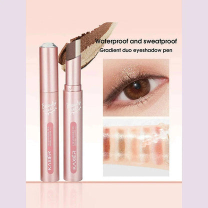 Waterproof Double Color Eye Shadow Stick - Gradient, Sweat-proof, and Smudge-proof Makeup Tool for Easy and Long-lasting