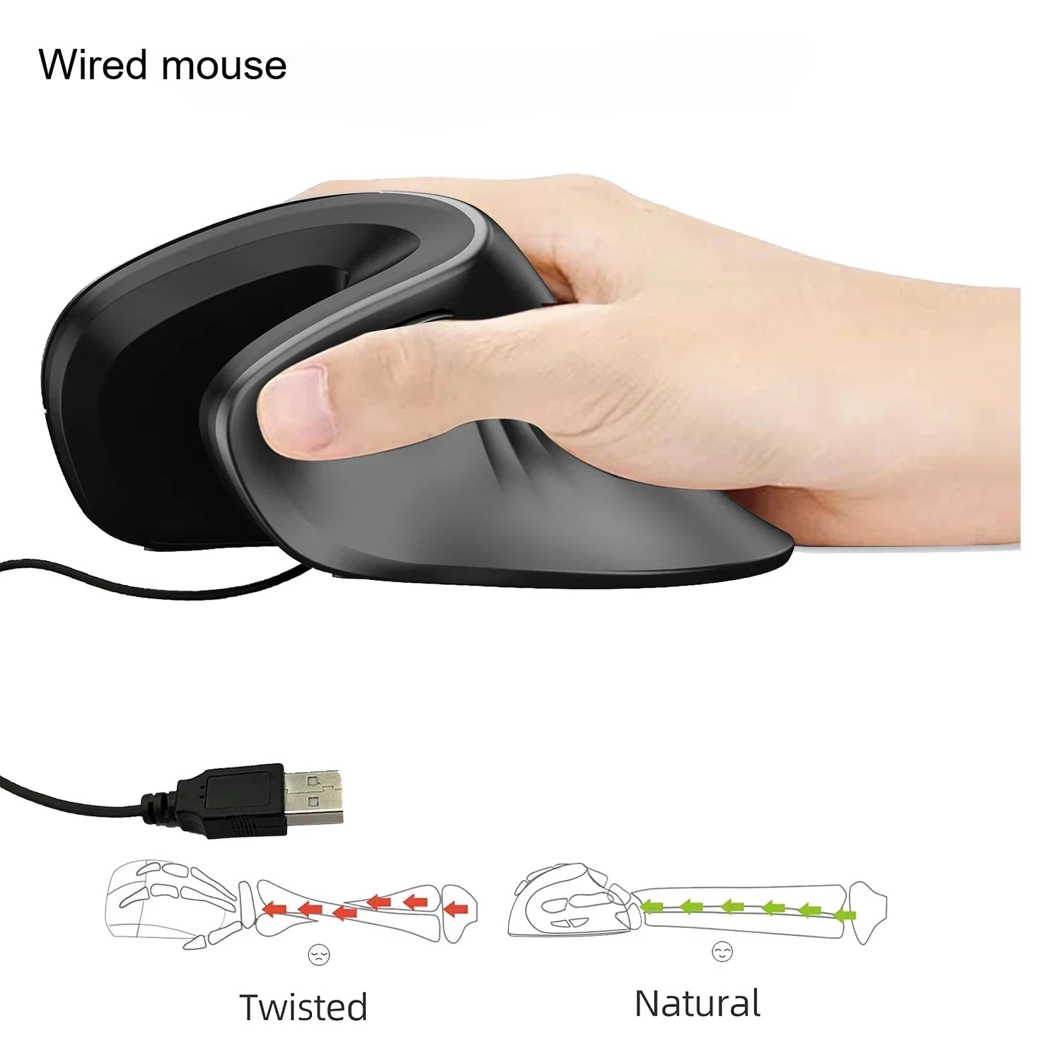 2.4GHz Wireless Ergonomic Mouse for Laptop PC Macbook Desktop Cellphone 2.4G Vertical Optical Silent Wired Adjustable DPI Mice