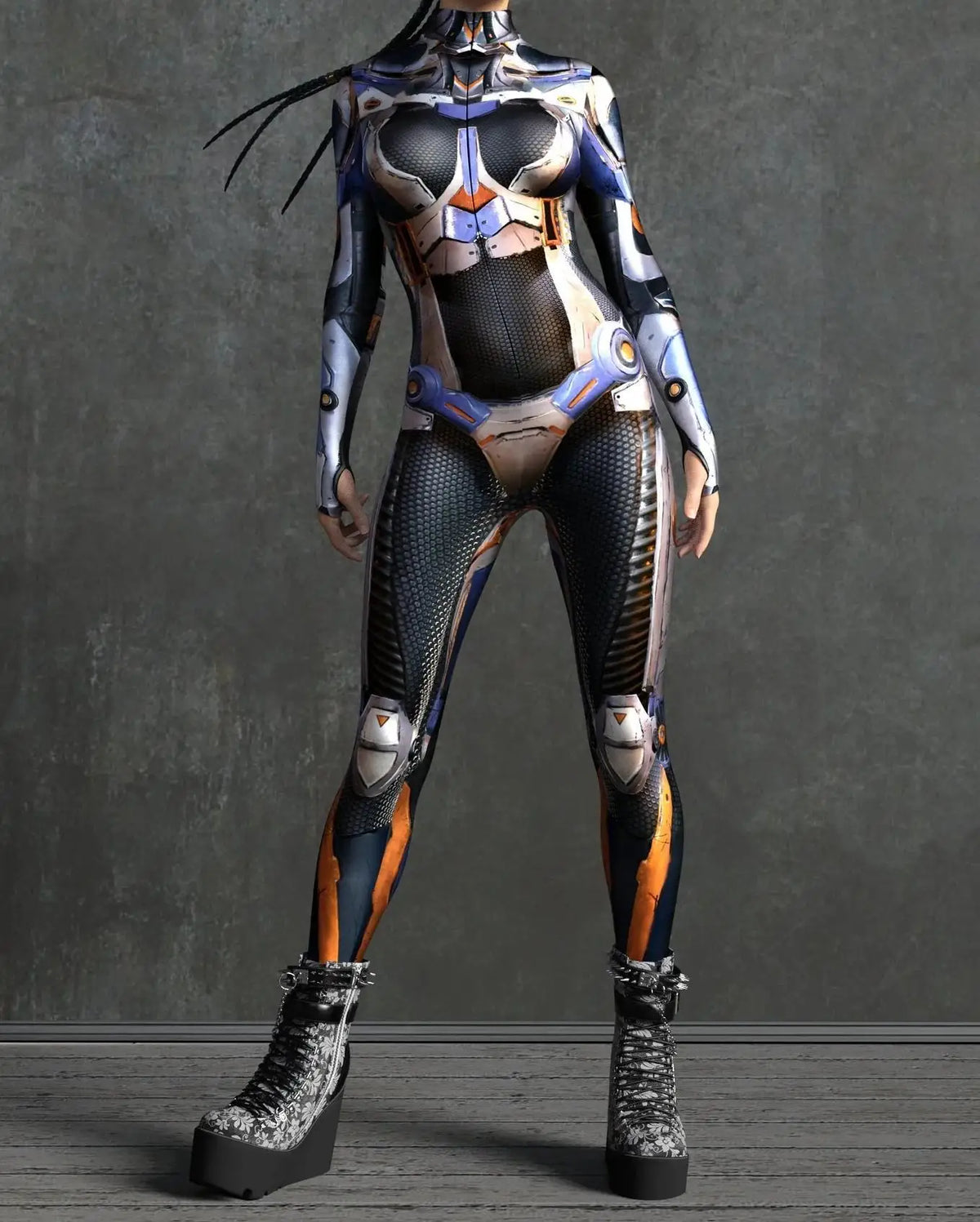 Women Cyber Armor 3D Printing Bodysuit Halloween Carnival Punk Cosplay Zentai Suit Festival Jumpsuit Party Morphsuit Rave Outfit - Kimlud