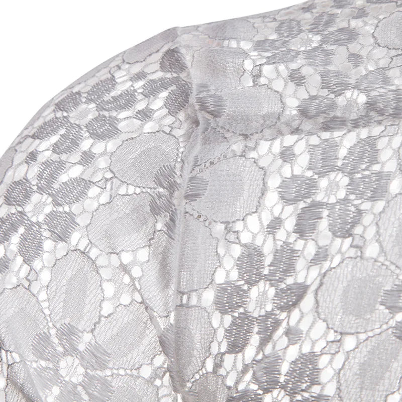 2026 Men's Lace Flowers Embroidery Long Sleeve Shirt Fashion Transparent Sexy Dress Shirts Male See Trough Club Party Tops - Kimlud