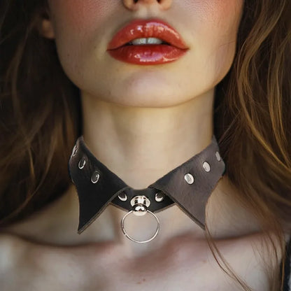 Gothic Leather Choker Necklaces Black Punk Nightclub Jewerly Accessories for Women Girlfriend