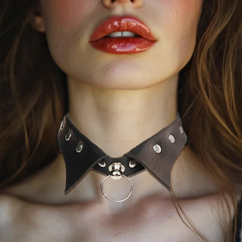 Gothic Leather Choker Necklaces Black Punk Nightclub Jewerly Accessories for Women Girlfriend