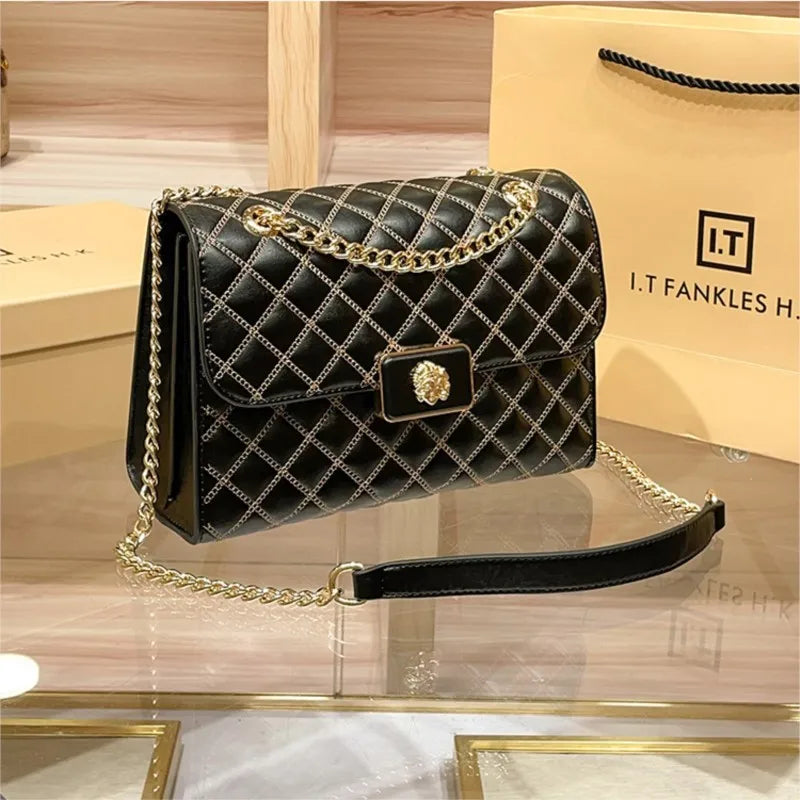 High end diamond grid chain small square bag for women 2025 new spring and summer single shoulder diagonal cross armpit...