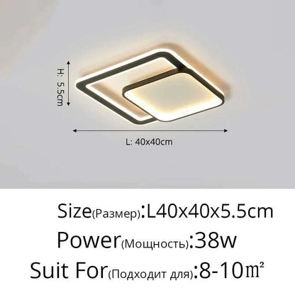 Bedroom Led Chandelier Light Black White Square Modern Ceiling Lamp Attic Living Room Dining Kitchen Interior Fixture