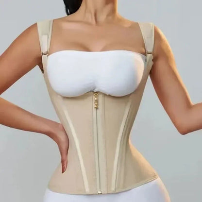 Fajas Colombianas Body Shaper Shapewear Women Vest Tops Double Compression Waist Trainer Corset Adjustable Zipper and Hook-eyes - Kimlud