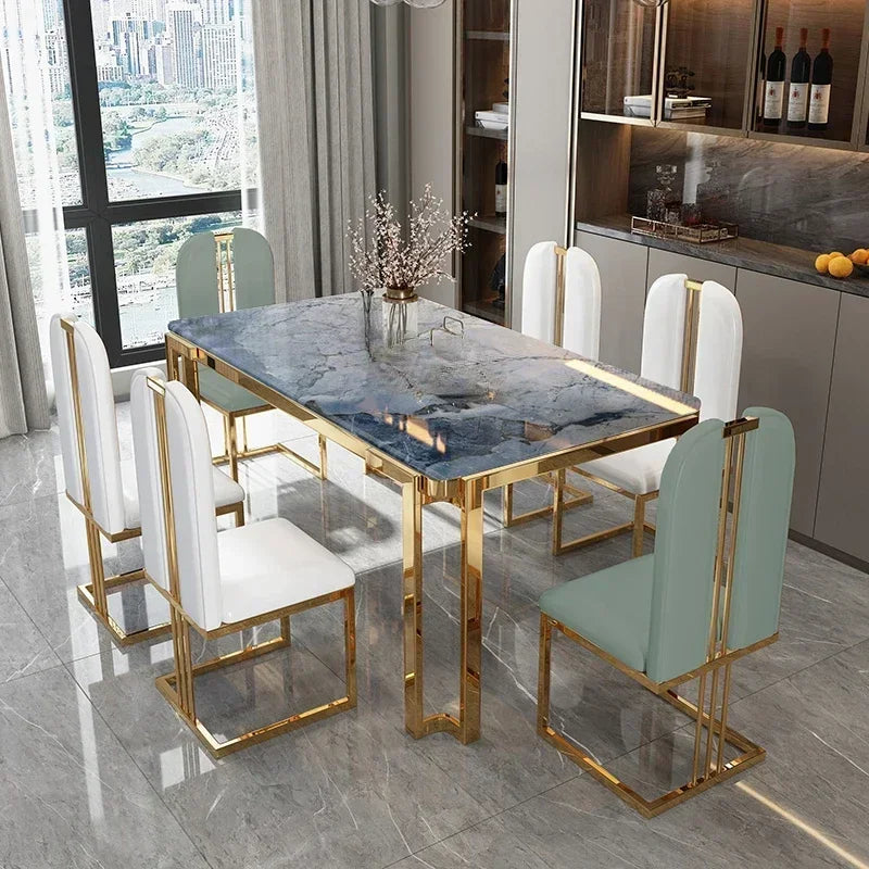 Flexible Luxury Table Chairs Modern Leg Metal Design Rectangular Dining Table Space Saving Funky Table A Manger Unique Furniture