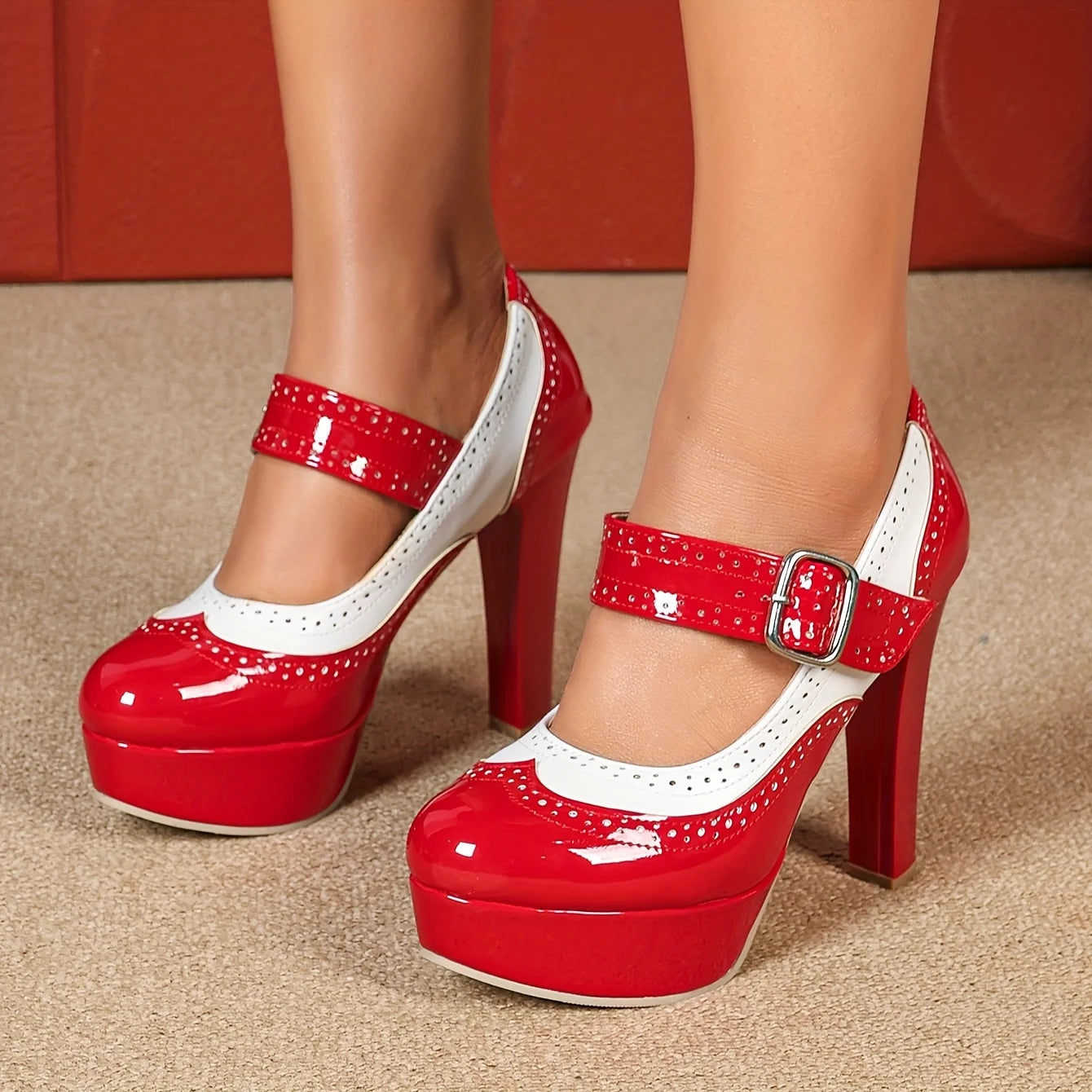 Plus Size 43 Retro Black Mary Janes Pumps Sweet Lolita Shoes Vintage y2k Pink High Heels White Brogue Platform Shoes...