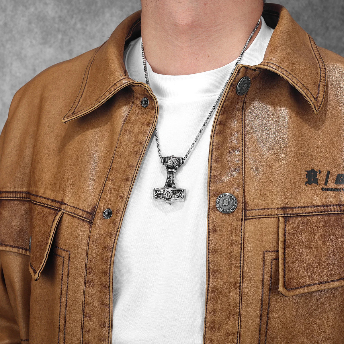 Viking Thor's Hammer Men Necklaces With Pendant Stainless Steel Jewelry For Male Women Punk Hip Hop Accessories Gifts...