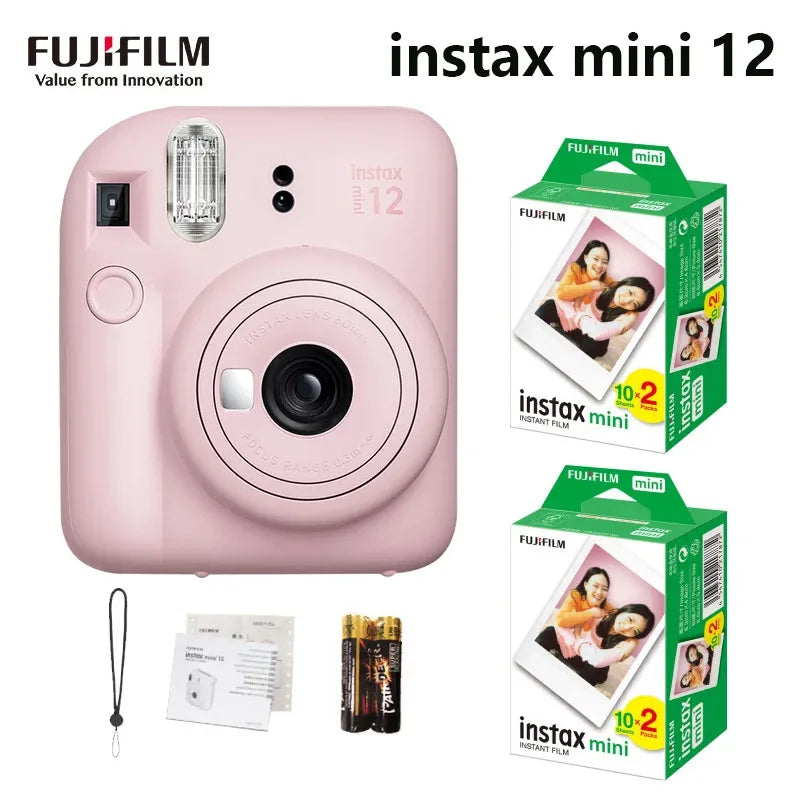 Genuine Fujifilm Instax Mini 12 Instant Camera With 20 Sheets Mini Film Paper Camera Shoulder Strap Bag Accessories Gift Suit - Kimlud